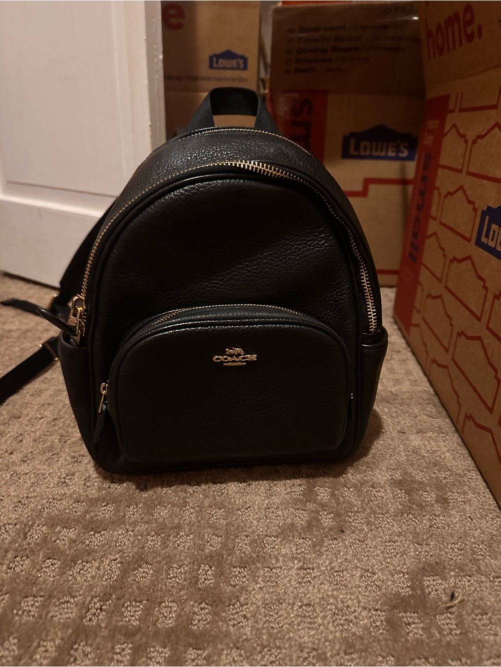 Coach Black Pebbled Leather Mini Backpack with Gold Hardware